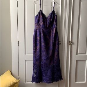 Marchesa Notte Purple Lace Dress, size 6.